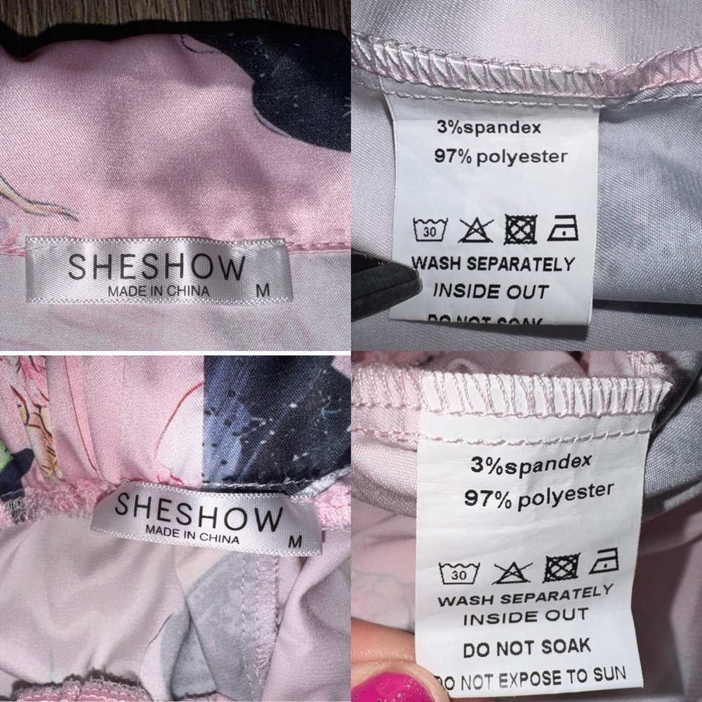 SHESHOW Wicked Print Pink Satin Pajama Set Women’s 💗Size M💚 LIKE NEW! - Picture 14 of 15